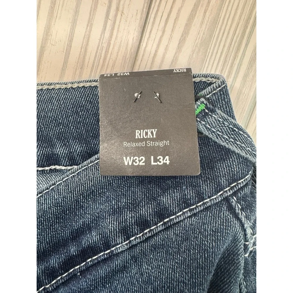 True Religion Ricky Relaxed Straight Jeans‎ Dark Woodland Wash Men's Size 32/34